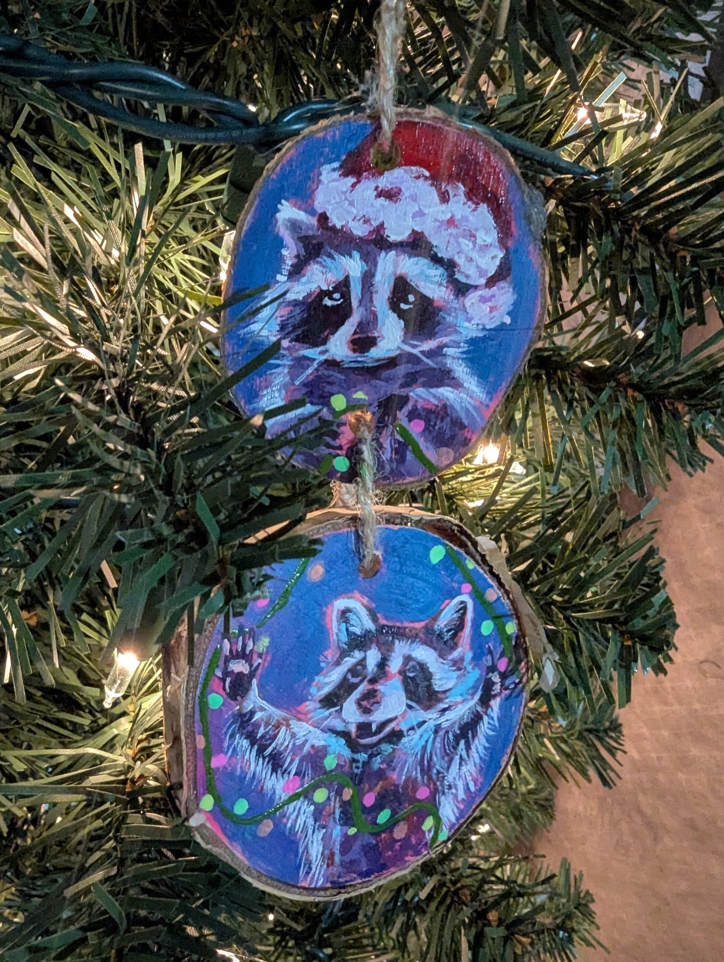 Little Rascals Cheeky Raccoons Christmas Ornament